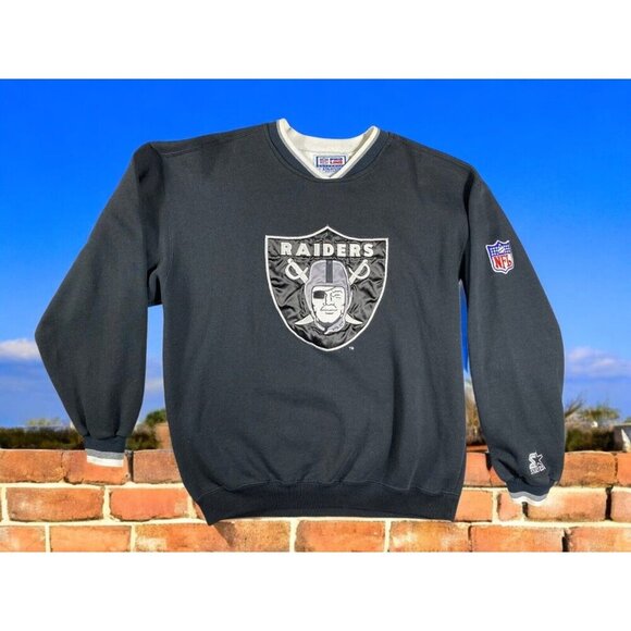 90s Raiders x Starter Vintage NFL Sweatshirt Men’s Size M – Classic Black Pullov